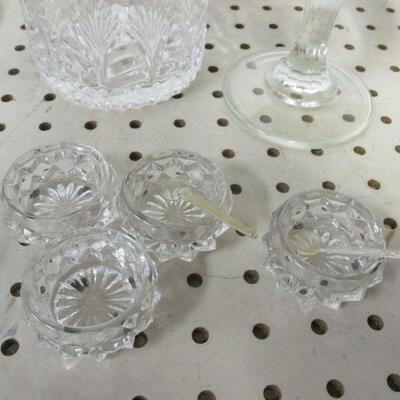 Lot 88 - Clear Crystal Glass Decanter & Candy Dishes
