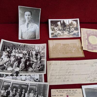 Vintage military collectibles and post cards, photos