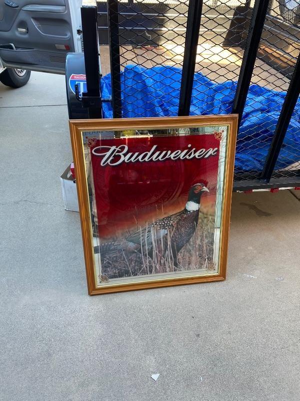 Big Budweiser Bar Mirror | EstateSales.org