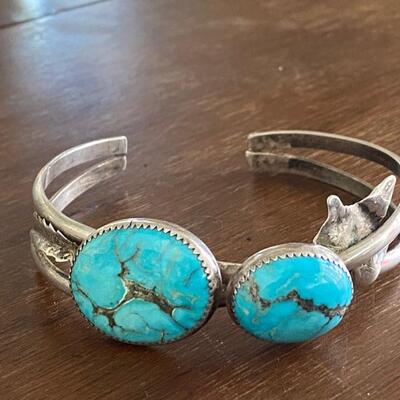 Native American Indian vintage sterling and turquoise bracelet