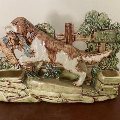 McCoy pottery hunting dog vase