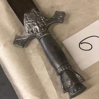 Lot 6 Lady Face Medieval Handle, Marked Large Sword
