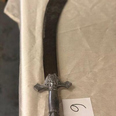Lot 6 Lady Face Medieval Handle, Marked Large Sword