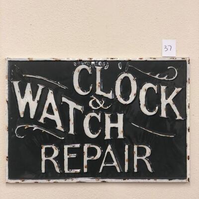 Lot 37 NWT Clock & Watch Repair Embossed Sign