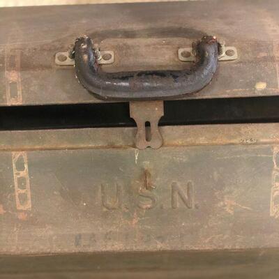 Lot 46 U. S . N. Tool Box w/ Leather Handle