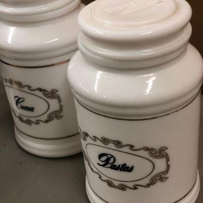 Lot 59 Vintage Cocoa & Pastas Milk Glass Canisters