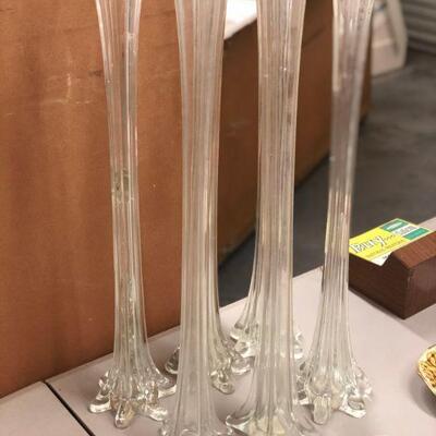 Lot 62 Huge Glass Vases 2' Tall 6pcs