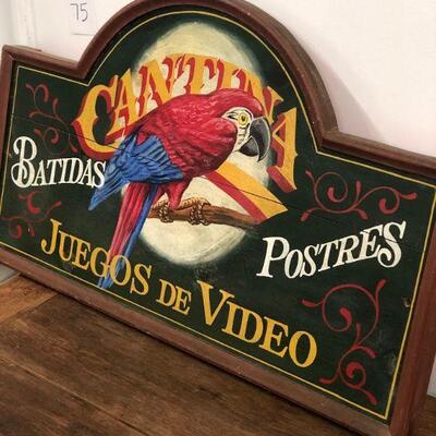 Lot 75 Vintage Cantina Hand Painted Lrg. Sign