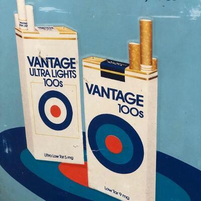 Lot 79 1982 Vantage Cigarette Metal Embossed Sign