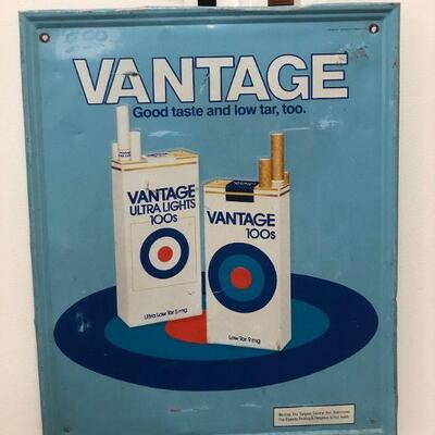 Lot 79 1982 Vantage Cigarette Metal Embossed Sign