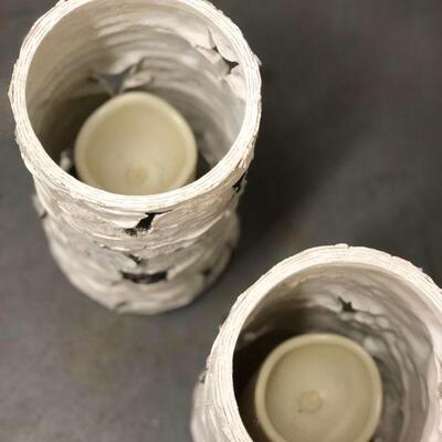 Lot 82 Pair of Lighted Birch Candles