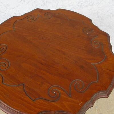 Lot 18 - Solid Wood Table with Decorative Scroll Design 24