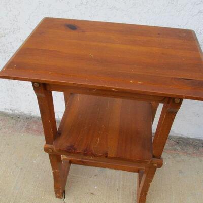 Lot 21 - Wooden Side Table with Stretcher Shelf 19 1/2 x 13 1/2