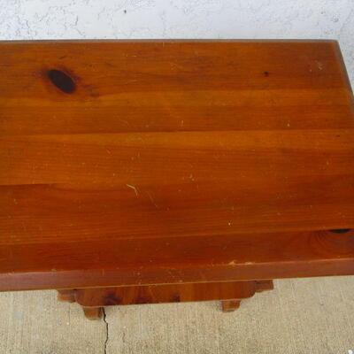 Lot 21 - Wooden Side Table with Stretcher Shelf 19 1/2 x 13 1/2