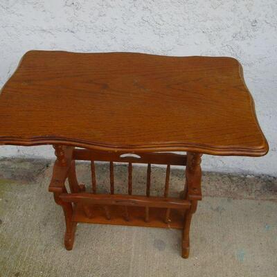 Lot 23 - Wooden Side Table with Magazine Carriage - 22 1/2
