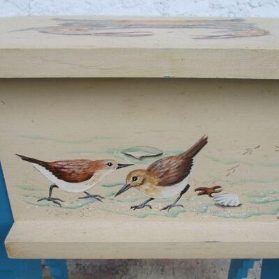 Lot 24 - Wooden Beach Design Hand Painted Crab & Birds