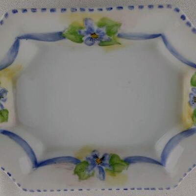 Handpainted Violets Soap Dish Pin Dish