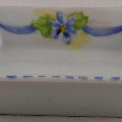 Handpainted Violets Soap Dish Pin Dish