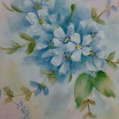 Handpainted Floral China Plaque in Frame