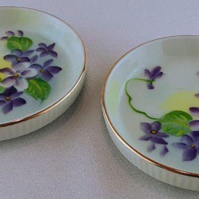 2 Norcrest Violet Coasters Pin Dish