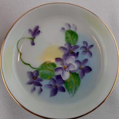 2 Norcrest Violet Coasters Pin Dish