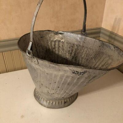 #240 Antique Coal Skuttle Ash Bucket 