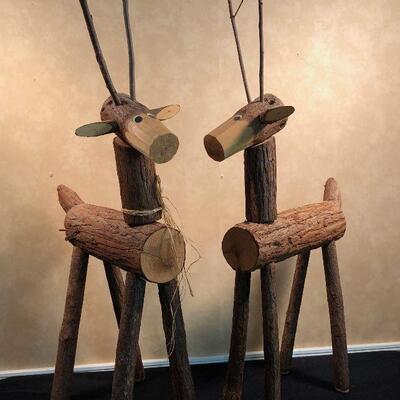 #246 Pair of Log Deer Decoration 