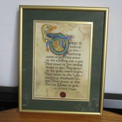Lot 57 - Framed Irish Celtic Blessing Hand Lettered by Artist Kevin Dillon 
