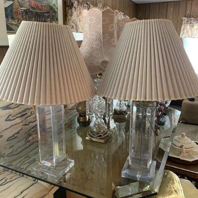 Vintage Mid Century Lucite Acrylic Table Lamps