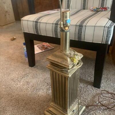 Vintage brass column table lamp