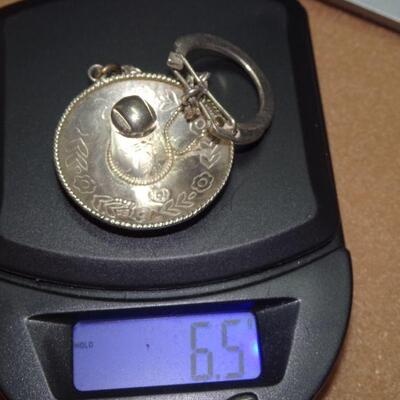 925 Sterling Mexico Sombrero Key Ring 6.5g