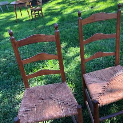 G15: Mr. and Mrs. Ladder Back Rushed Chairs