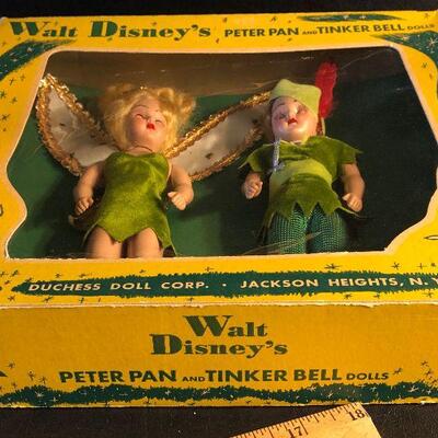 L32: Vintage Walt Disneys Peter Pan and Tinkerbell Dolls