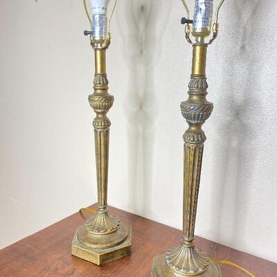 Pair of Gold Table Lamps - No Shades