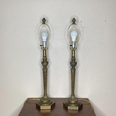 Pair of Gold Table Lamps - No Shades