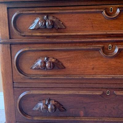 Vintage Chest of Drawers with Carved Cherry Handles