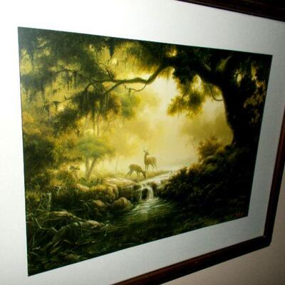 Beautifully Framed Print of a Forest Setting Signed by the Artist