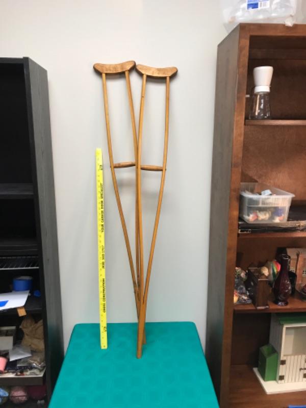 Unmarked Vintage Wooden Crutches