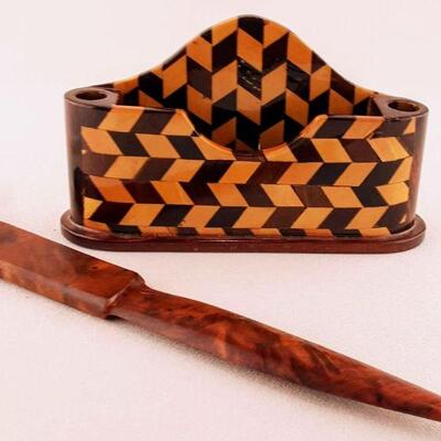 Wooden Business Card Holder and Letter Opener