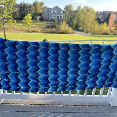 Hand knit Afghan throw 