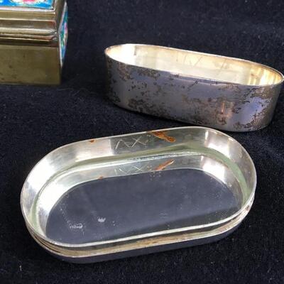 Lot of 3 Vintage Metal Boxes including 55g Sterling Silver