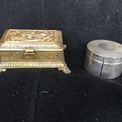 Lot of 2 Vintage Metal Boxes including 79g Sterling Silver