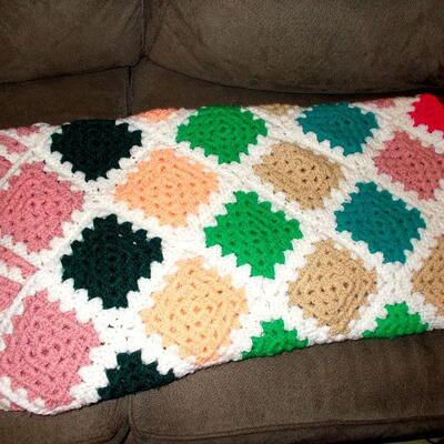 Beautiful Handmade Yellow Afghan Full/Queen Bedspread and Handmade Afghan Throw
