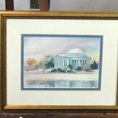 E - 252 Jean Ranney Smith Original Watercolor Paintings “Jefferson Memorial”