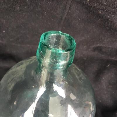 RARE Large Antique Bottle Blown Green Glass 11.5â€