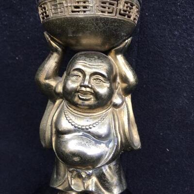 Vintage Asian â€œHappy Buddhaâ€ Incense Burner 6â€ Statue