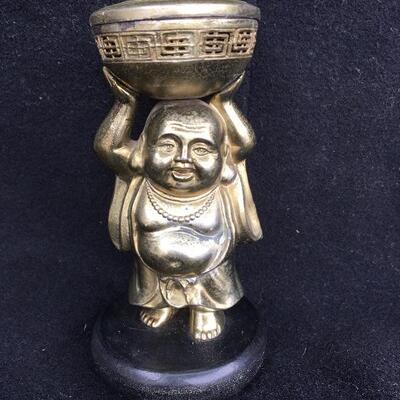 Vintage Asian â€œHappy Buddhaâ€ Incense Burner 6â€ Statue