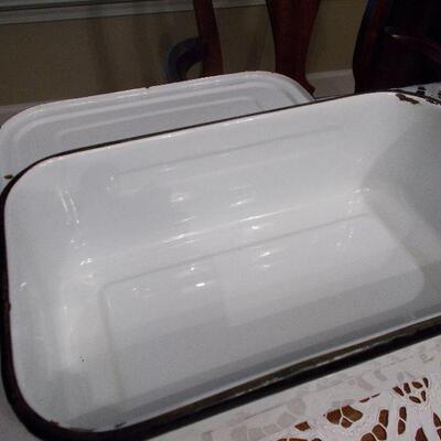 Vintage Enamelware Rectangular Metal Container with Lid