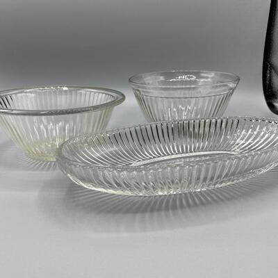 Ribbed Glass Serving Dishes