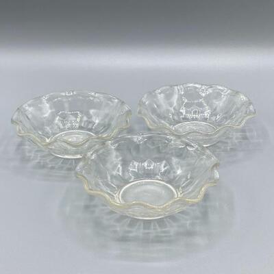 Three Swirl Glass Ice Cream Fruit Bowls